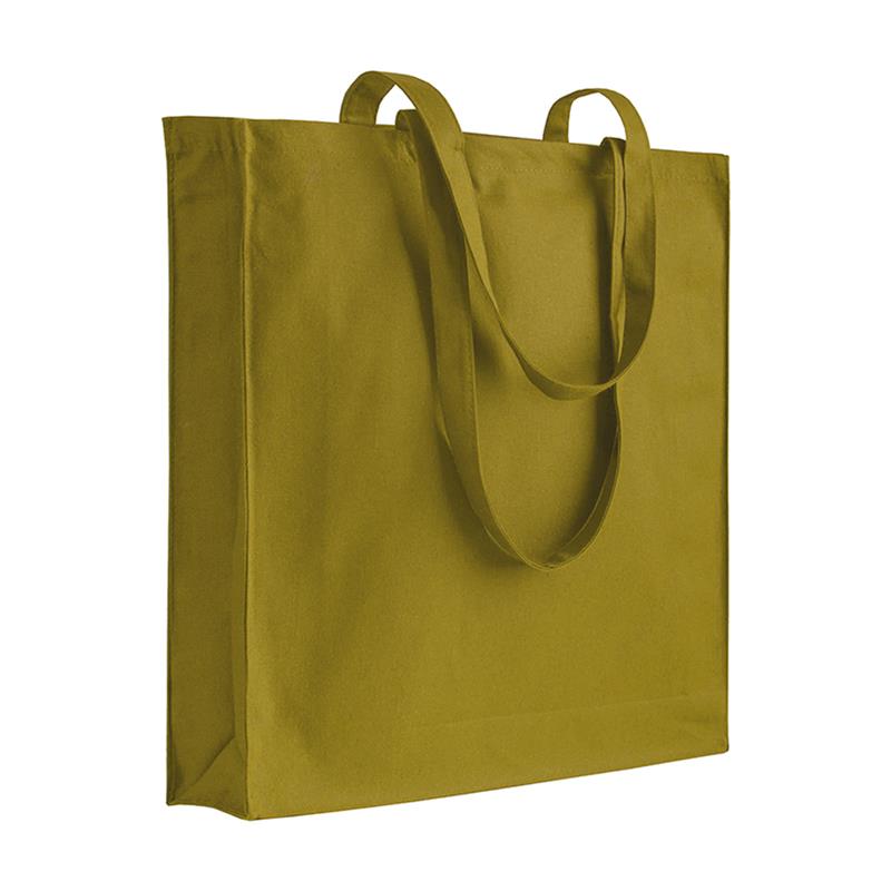 shopper in cotone verde militare con soffietti manici cotone