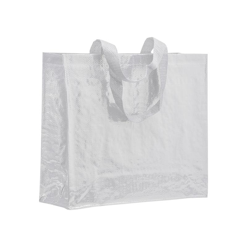 shopper in pp laminato bianco con soffietti laterali e manici