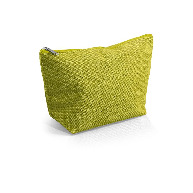 beauty case lime in juta impermeabilizzata con zip