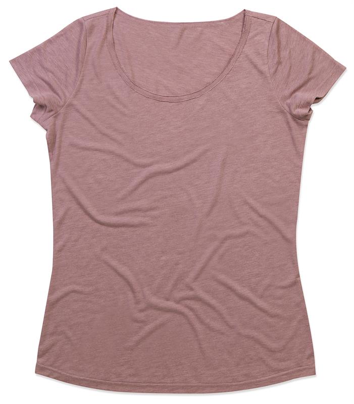 t-shirt oversize da donna in tessuto melange rosa con girocollo