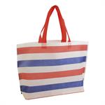 MANICO TNT SHOPPER E BAGS MINIMA QUANTITÀ COLLEZIONE HORIZONTAL STRIPS TNT SHOPPER IN TNT TERMOSALDATO CON STAMPA TRICOLORE SOFFIETTO ALLA BASE